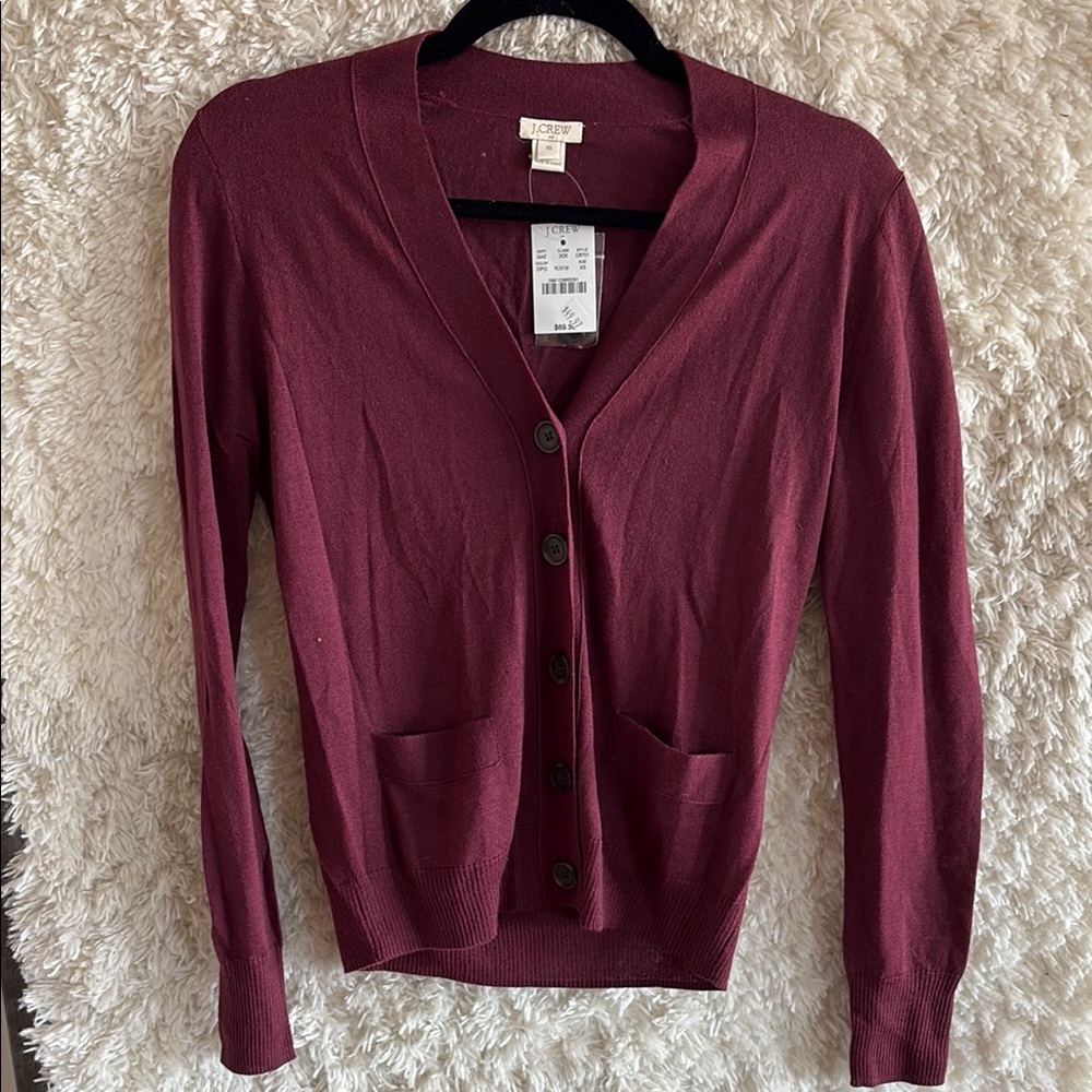 JCrew University Cardigan Sweater Burgundy